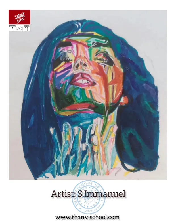 A colourful, expressive painted portrait.
